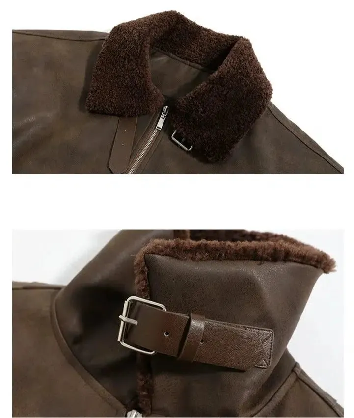 Maxct Fur Collar Leather Jacket