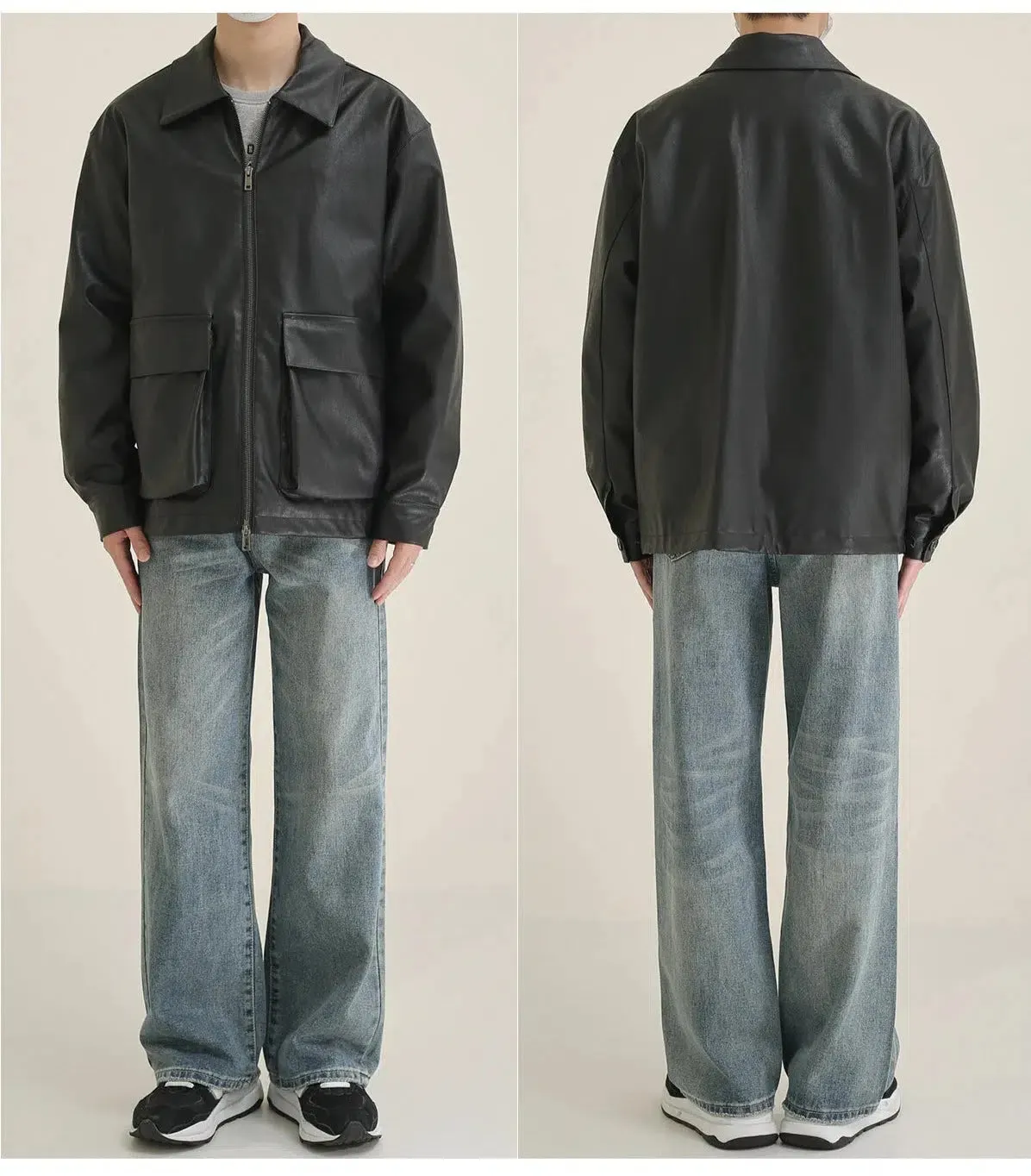 Maxct Large Pocket Black Leather Jacket