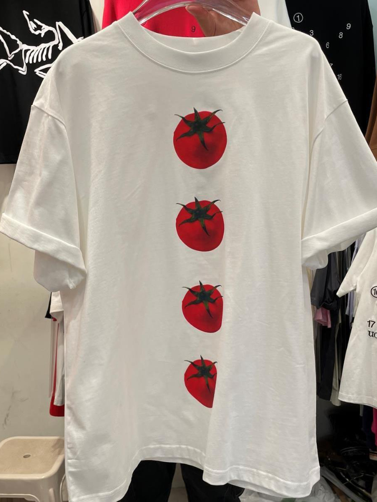 Maxct Summer Y2k Aesthetic Loose Tees Kawaii Cute Tomato Print T-shirts Short Sleeve O Neck Fashion All Match Tops Women