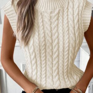 Maxct &Cable Knit Turtleneck Sweater Vest