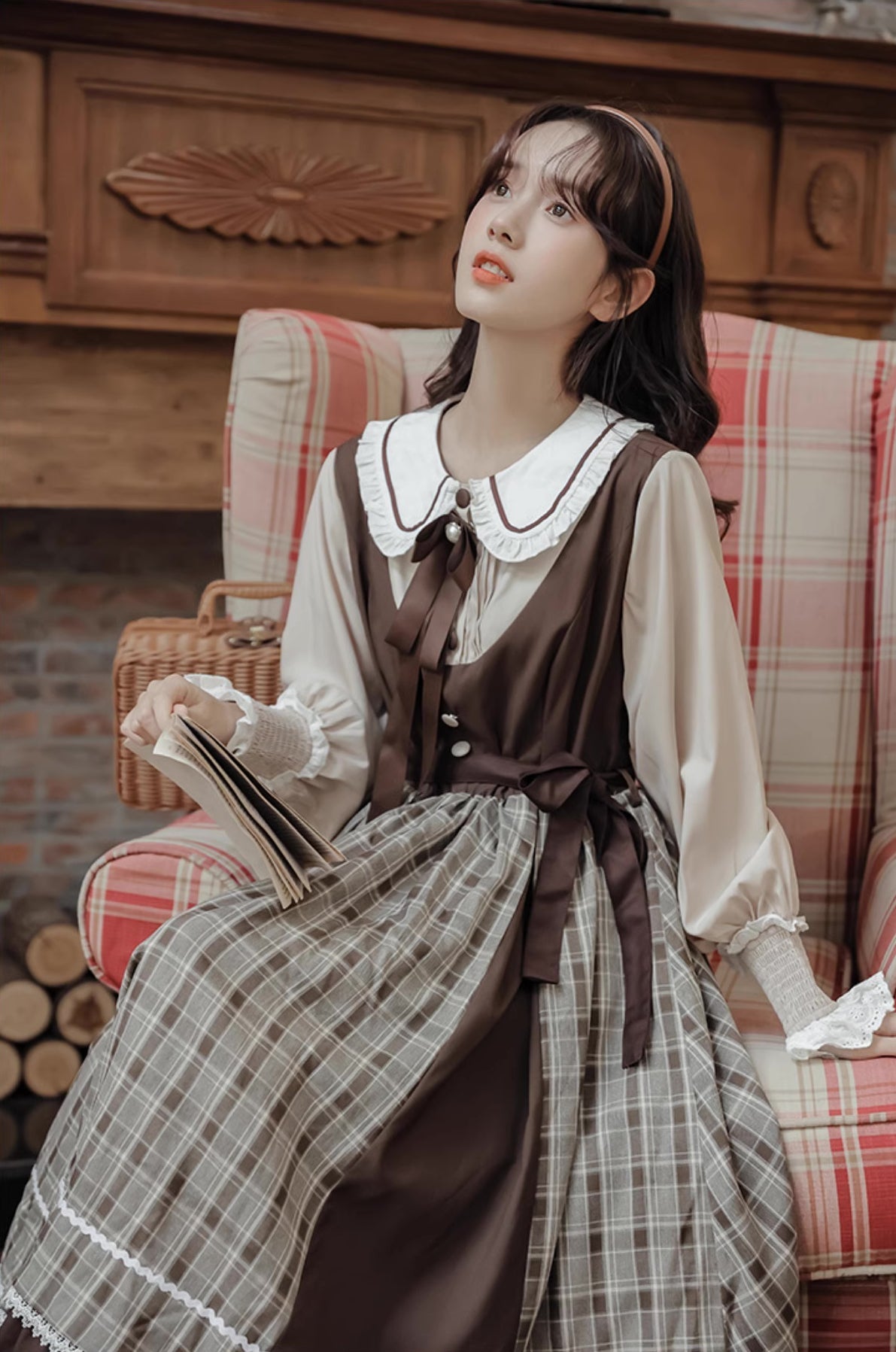 Mocca Plaid Twofer Midi Dress Maxct