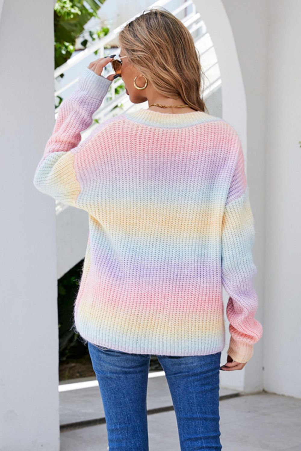 Maxct &Multicolored V-Neck Rib-Knit Sweater