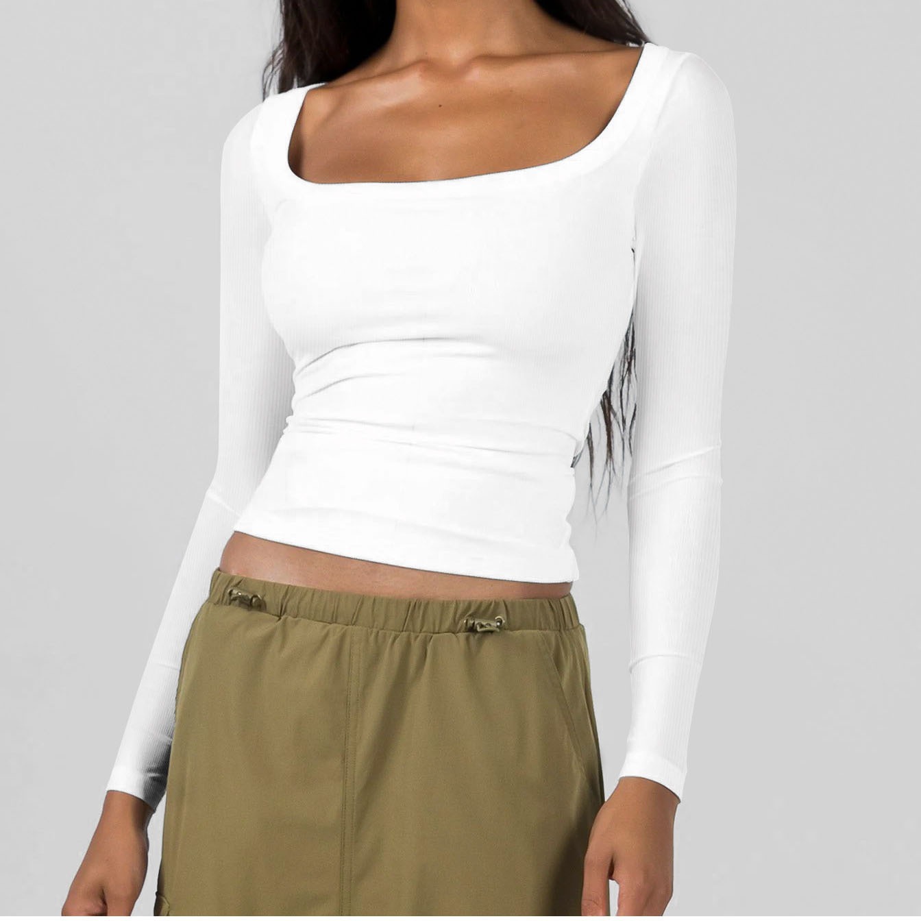 Maxct Amazon Sexy Women's Top Knitwear T-Shirt Sexy U-Neck Long Sleeve Shirt