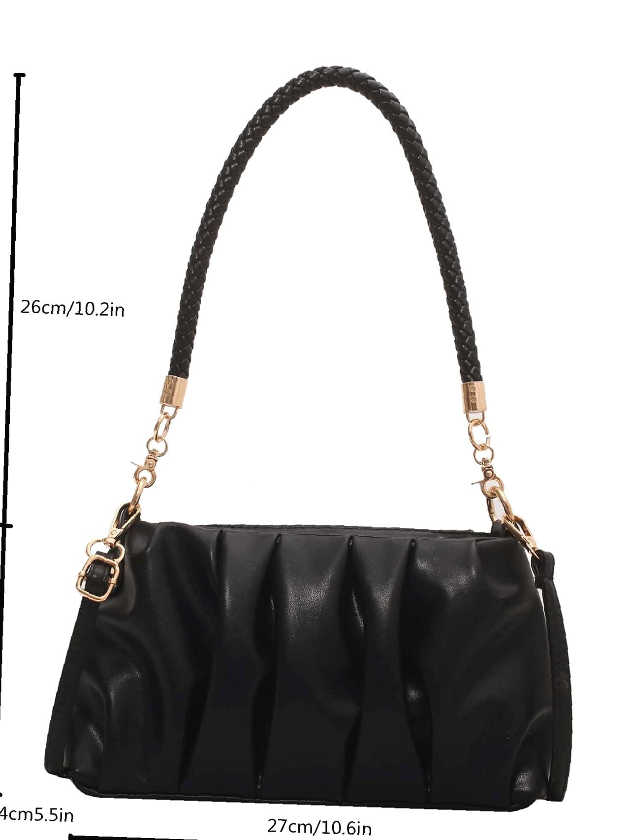 Bag For Love - Minimalist Braided Strap Ruched Bag - Women Maxct Bags