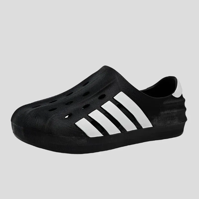 Black and White Slip on Sandals for Men Maxct