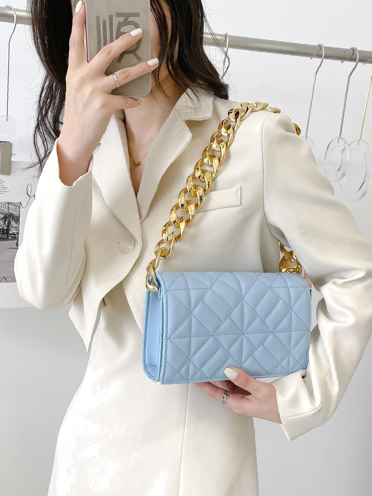Bag For Love - Quilted Chain Square Bag  - Women Maxct Bags