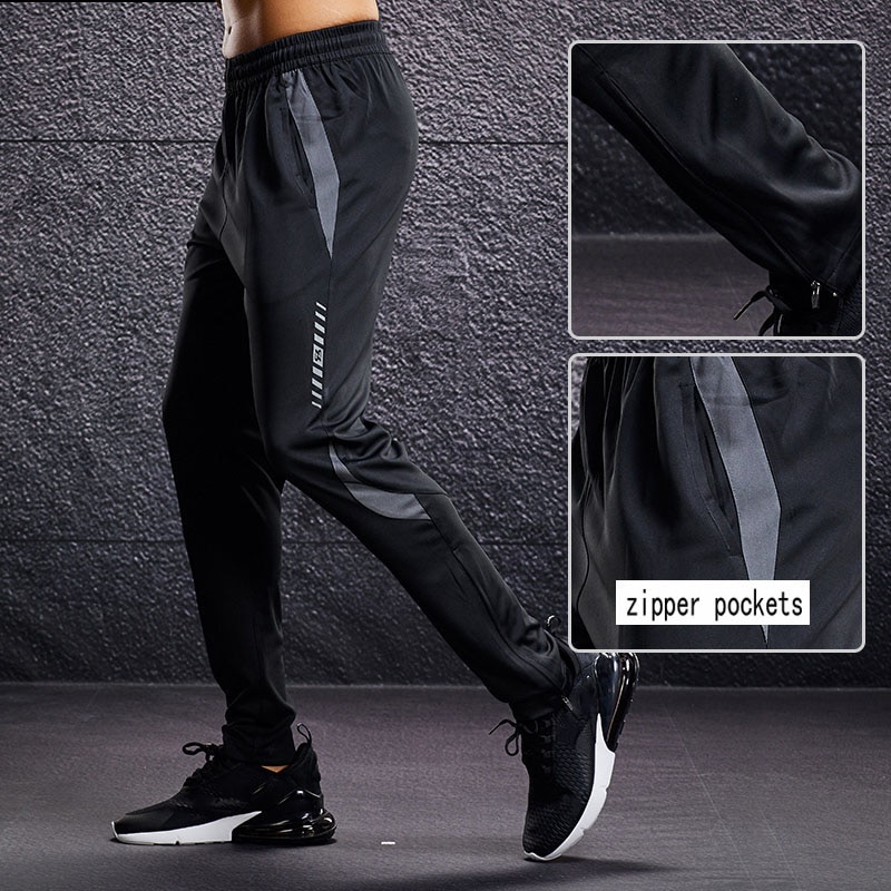 Men's Zipper Pocket Sport Pants: Running. Soccer. and Fitness - true deals club