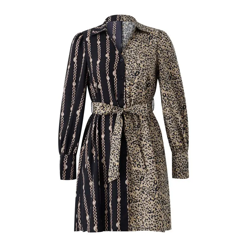 Women's Printed Long Sleeve Dress Casual Bandage Mini A-line Dresses Sexy Party Summer Feminias Vestidos Women Clothes