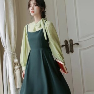 Bow Back Cami Dress & Blouse Set Maxct