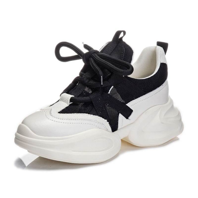 Women's  8cm Leather Air Mesh Platform Sneakers Maxct