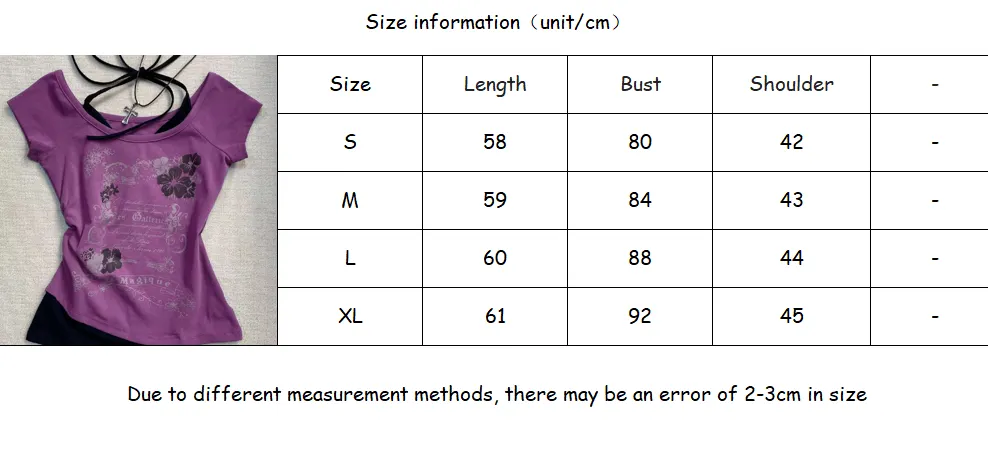 Retro Purple Halter Fake Two Piece Printed T-Shirt Women Y2K Streetwear Hot Girl Slim Fit Millennium Harajuku Fashion Casual Top