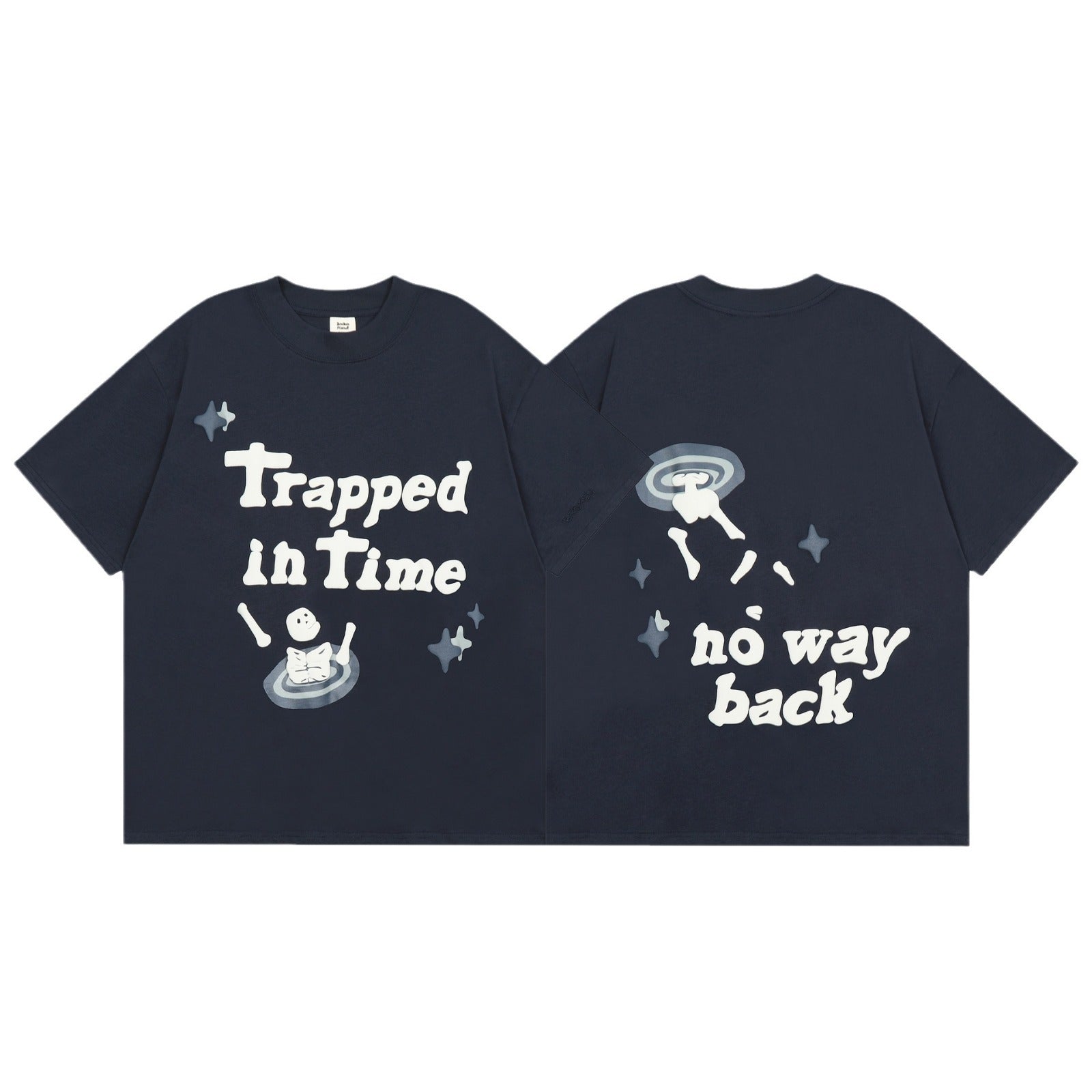 Maxct 90S Streetwear Cartoon Skull Foam Printed Round Neck Short Sleeve Casual American Fashion Brand T-Shirt Men And Women High Street Loose