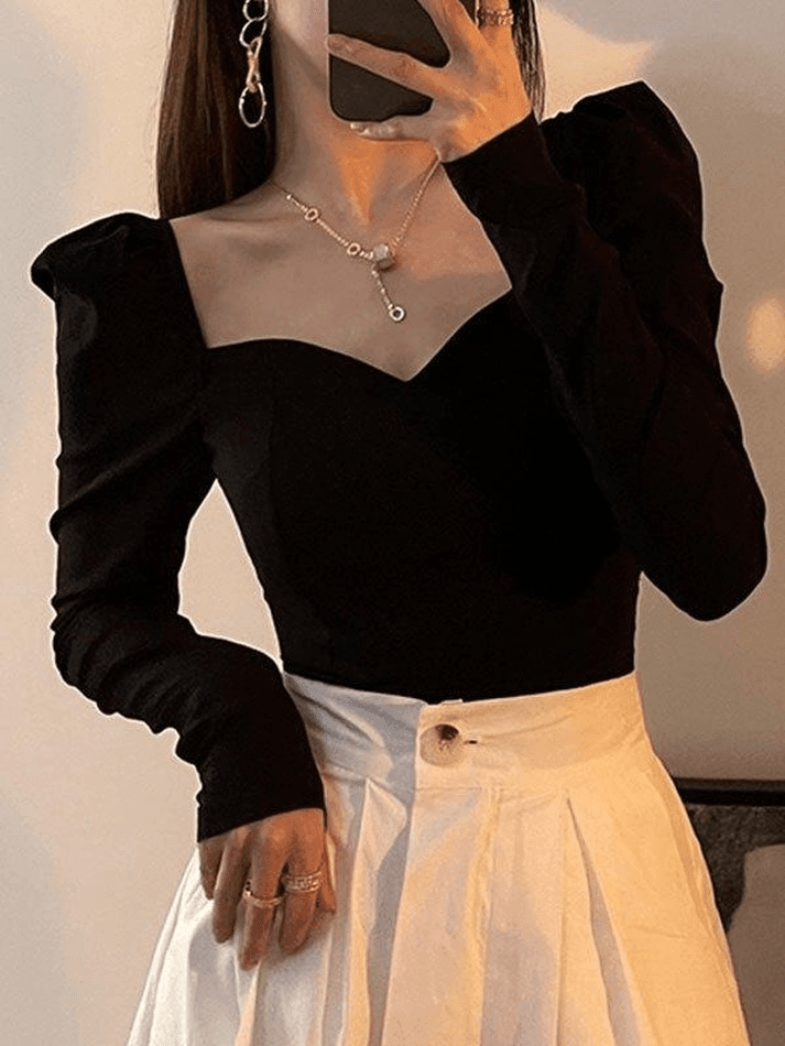 Maxct Ruched Puff Sleeve Blouse