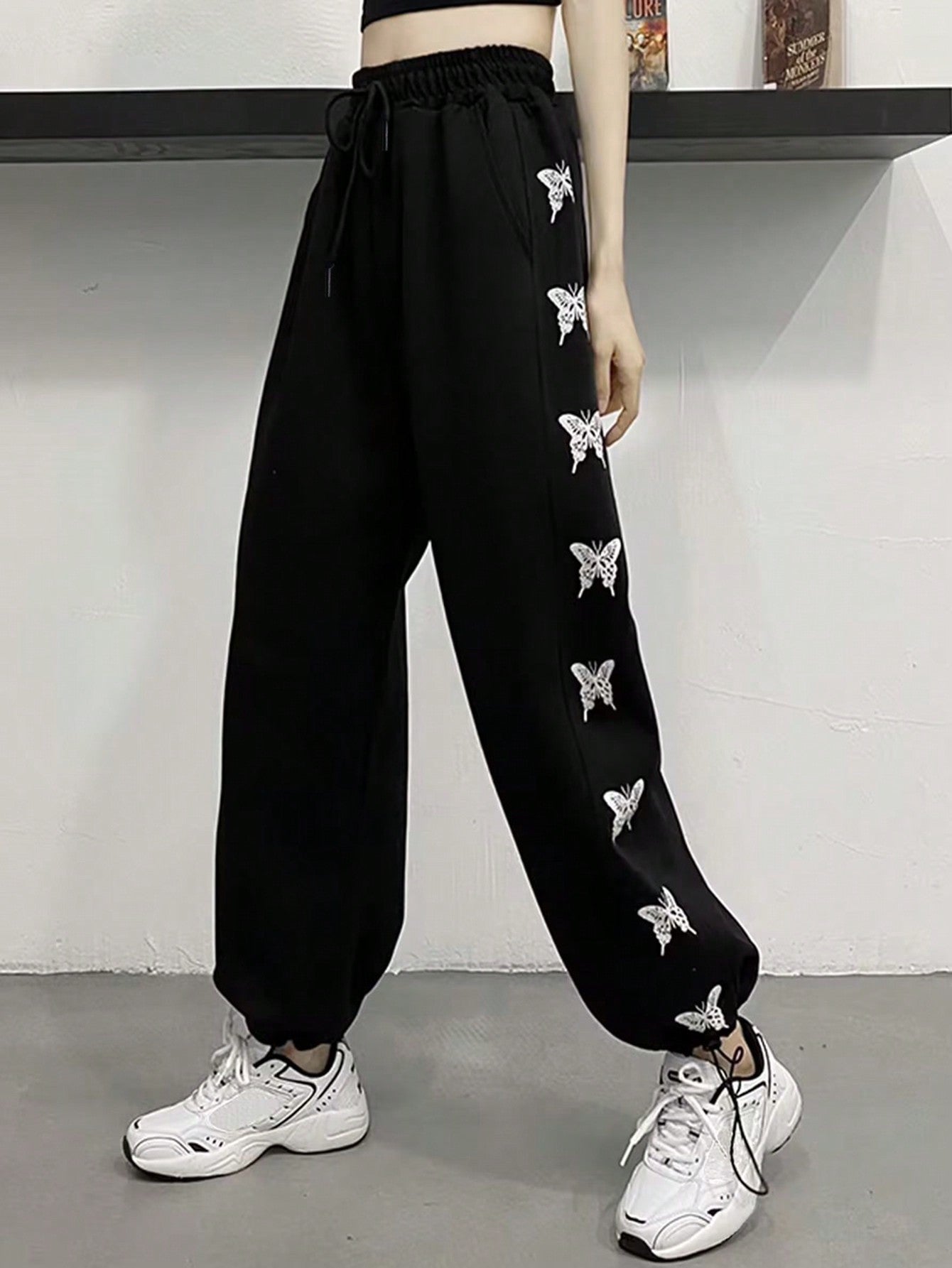 Maxct Butterfly Print Drawstring Sweatpants