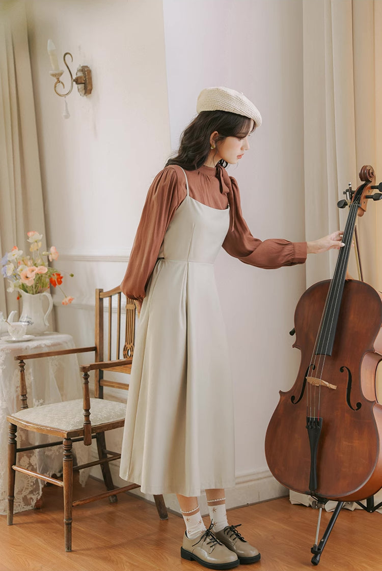 Bow Back Cami Dress & Blouse Set Maxct