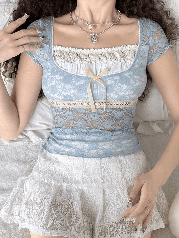 Maxct Lace Patchwork Crop Blouse