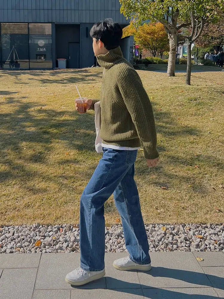 Maxct Turtleneck Half-zip Lapel Sweater
