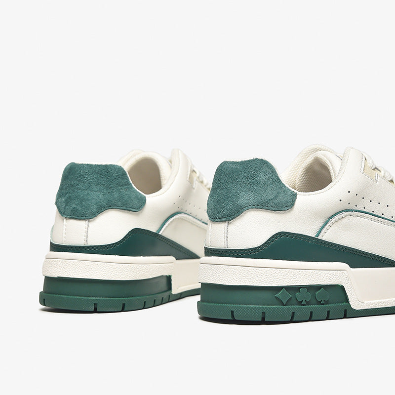 Women's Causal Genuine Sneakers - White Color Block With Green/Grey Maxct