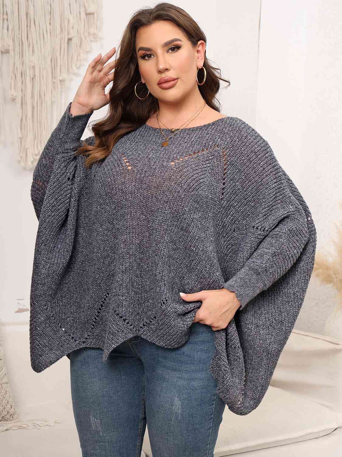 Maxct &Plus Size Round Neck Batwing Sleeve Sweater