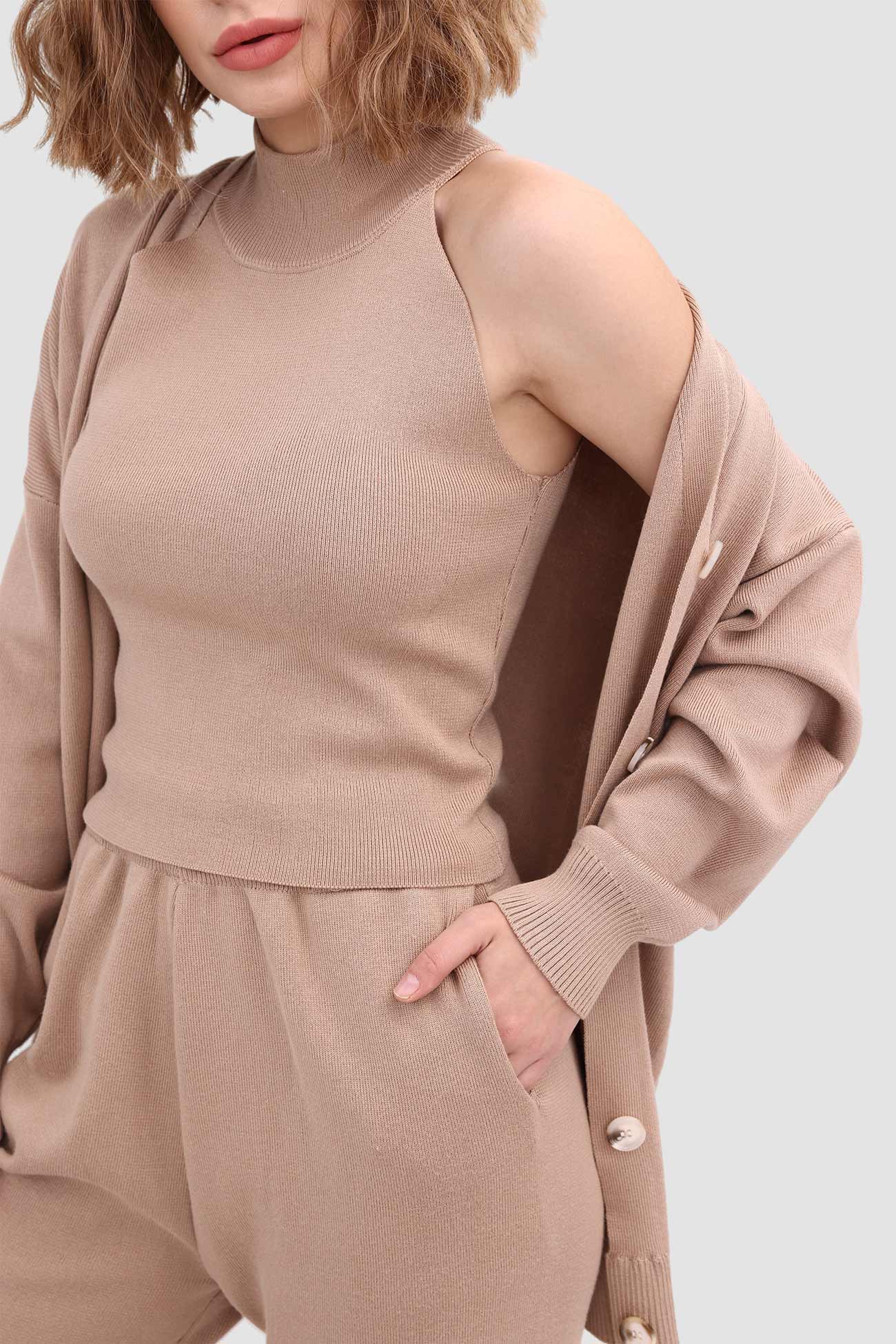 Maxct Knit Crop Tank Top & Pants & Robe