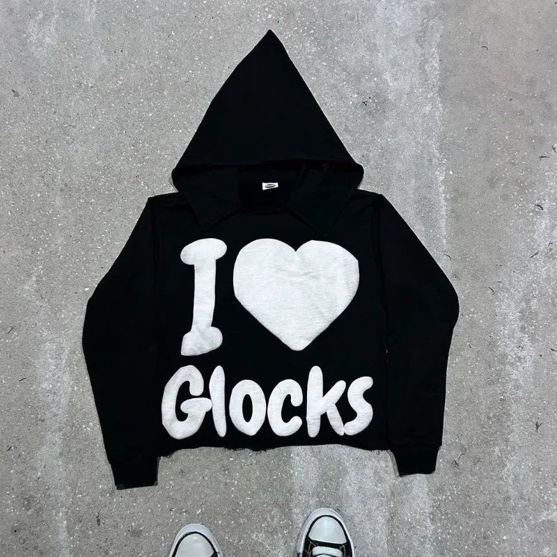 Maxct Y2k Women's Hoodie Long Sleeve Pullover Oversize Streetwear Personalized Pattern Sweatshirt Vintage High Street Punk Top Clothes