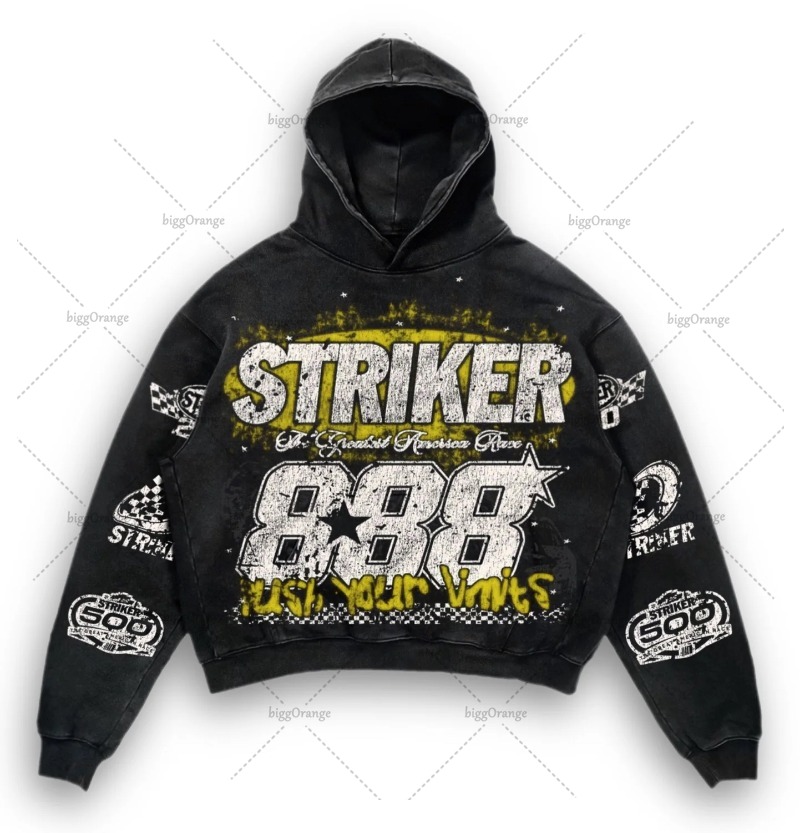 European and American High Street Fashion Brand Clothing Printed Loose Pullover Hoodie Men Street Hip-hop Oversized Sweatshirt