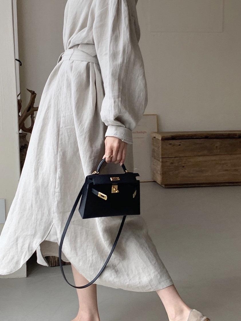Maxct Lapel Loose Balloon Sleeve Shirt Dress