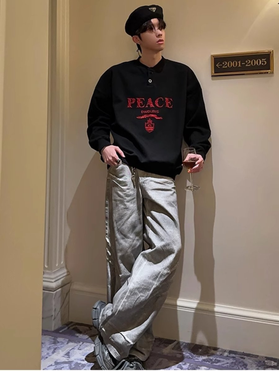 Maxct [Jh Homme] Logo Long-Sleeved Round Neck Sweater Na1557