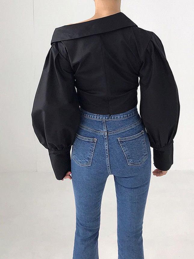 Maxct Irregular Off-the-shoulder Shirt Blouses