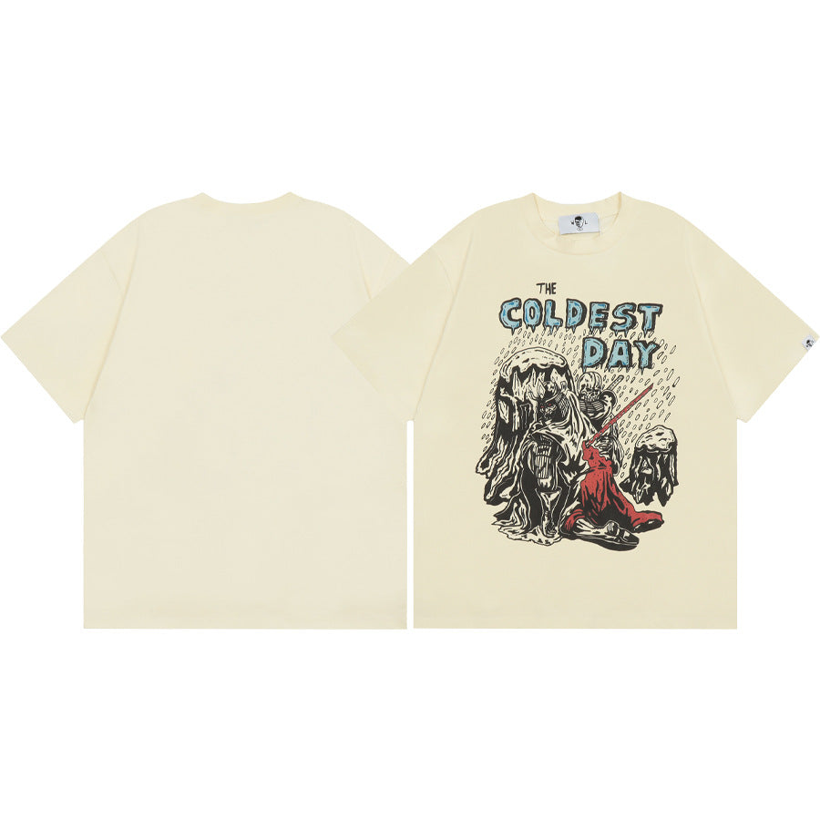 Maxct t shirt American Warren Lotas Joint-Name Skull Character Print Men's Loose round Neck Short Sleeve T-shirt Fashion Brand