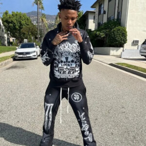 Maxct Mens Hoodie Sweatshirts and Sweatpants Two Piece Gothic Winter Tracksuit Sportswear Sets Y2k Harajuku Streetwear Men Clothing