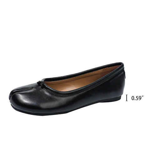Women's Calf Casual Flats Split Toe Loafers Light Brown/Khaki/Silver/Beige/Black