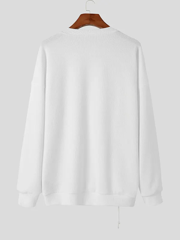 Maxct - Mens Solid Drawstring Long Sleeve Sweater