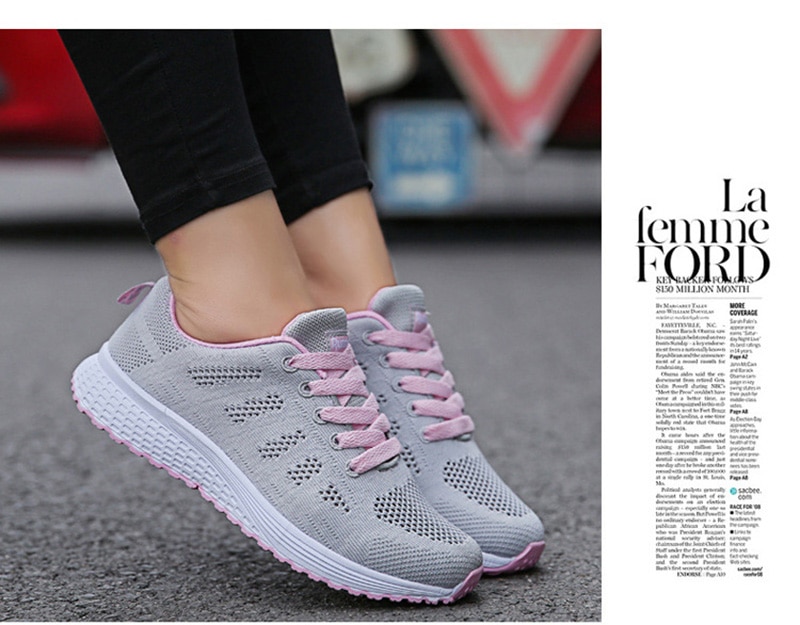 Women's Casual Breathable Mesh Flat Sneakers - true deals club