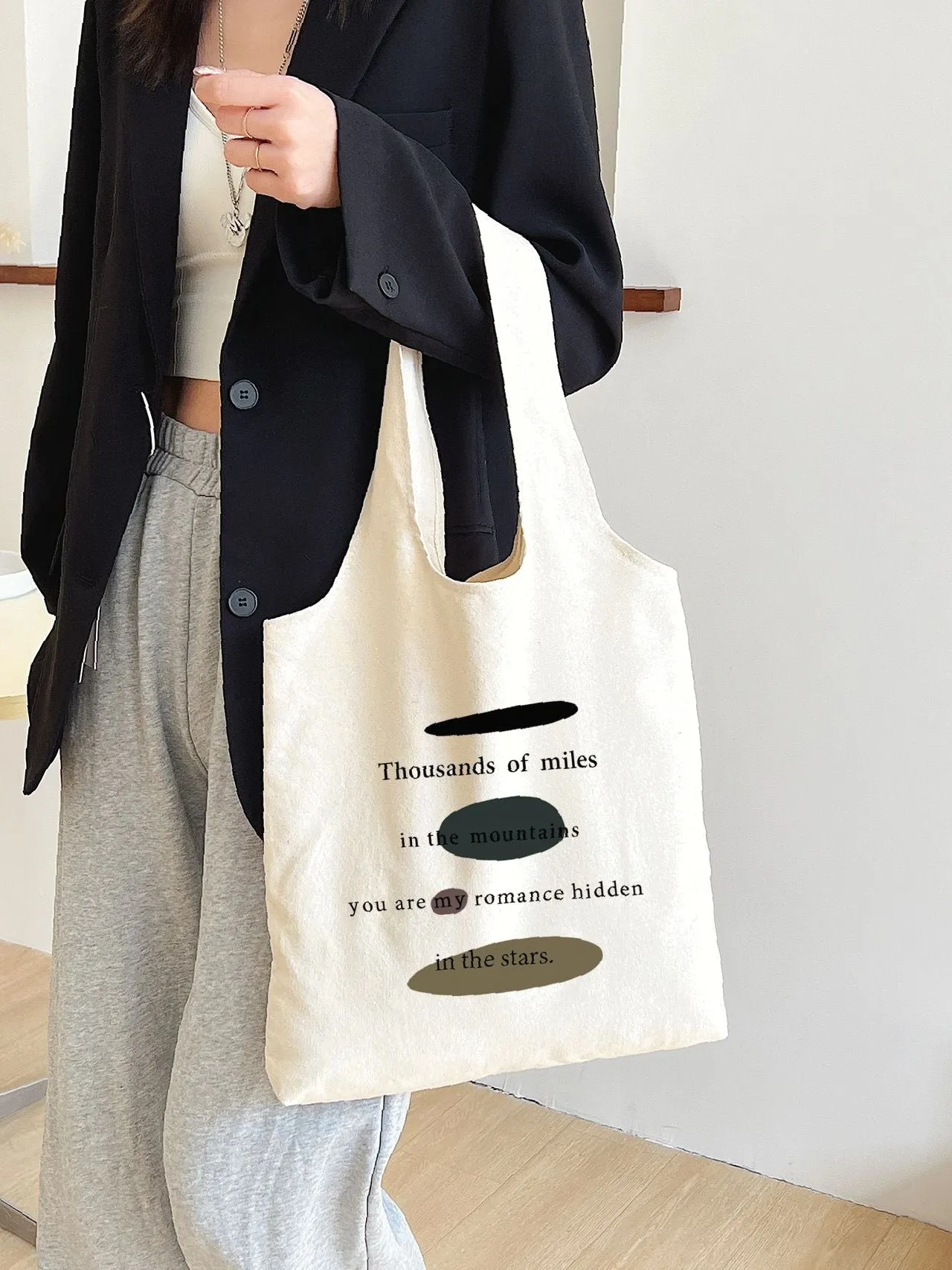 Maxct - Letter Graphic Shopper Bag  - Women Tote Bags