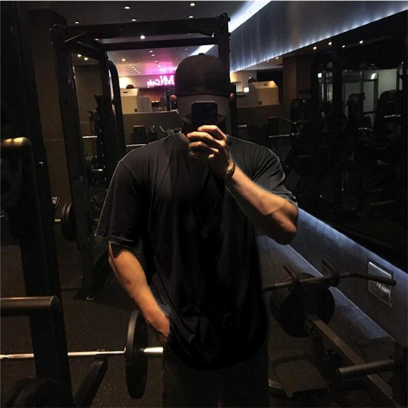 Plain Gym Clothing Fitness Mens Oversized T Shirt Outdoor Hip Hop Streetwear Loose Half Sleeve T-shirt Bodybuilding Tee Shirt