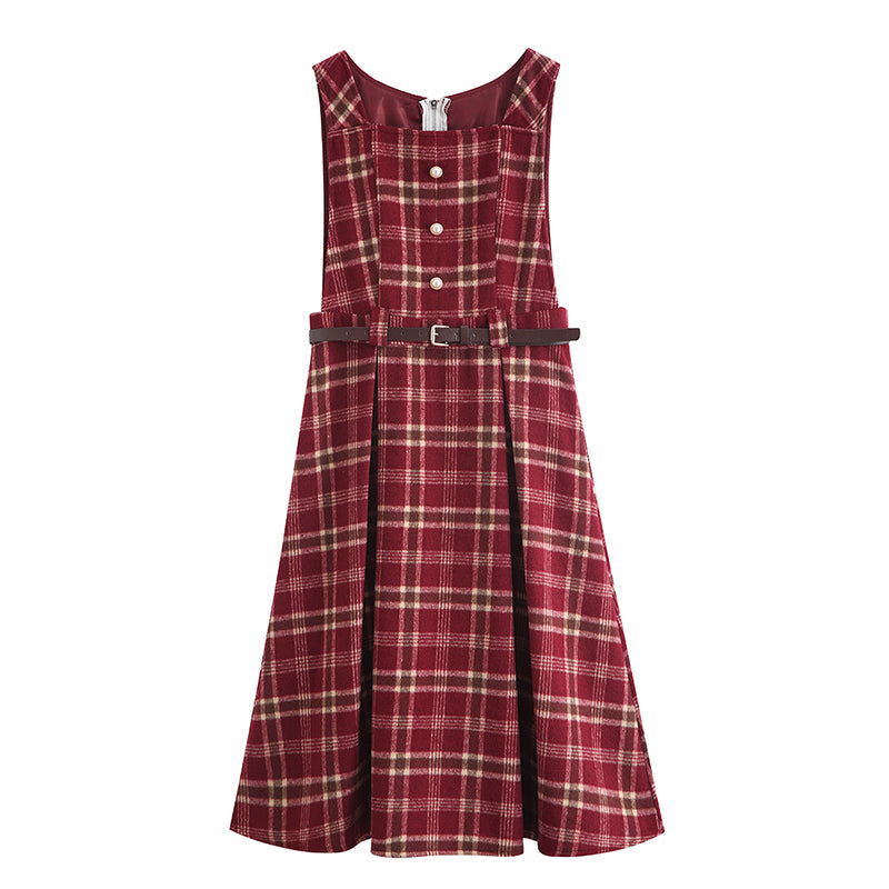 Holiday Plaid Pinafore Midi Dress Maxct
