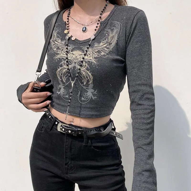 Maxct &Fairy Grunge Butterfly Crop Top