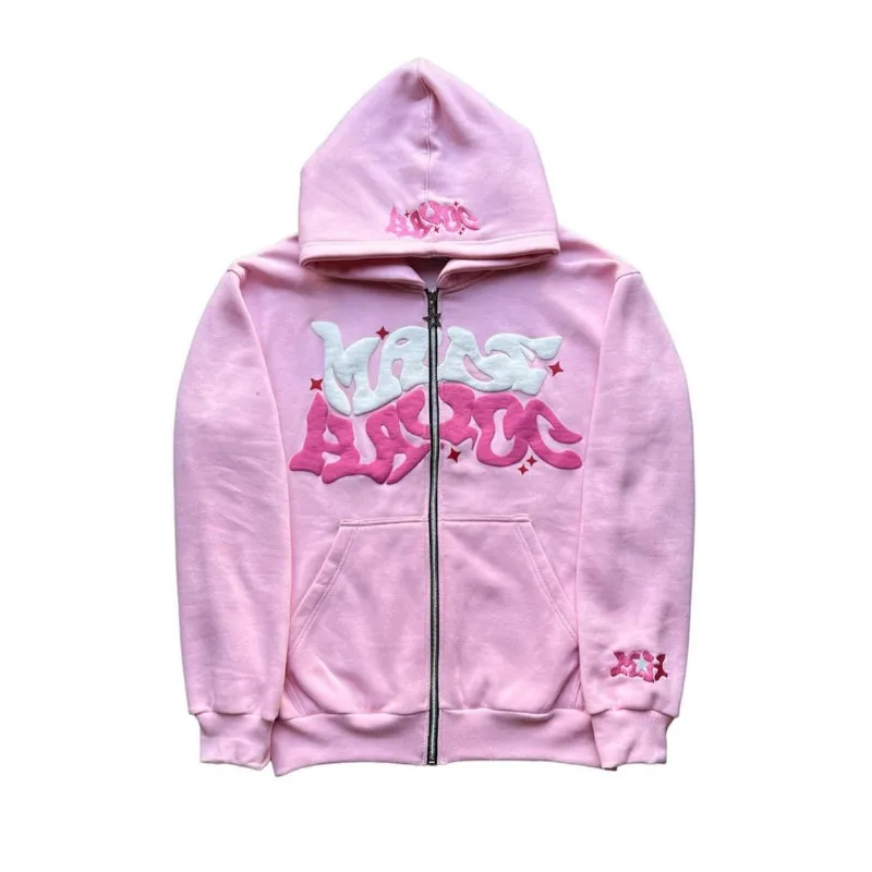 Maxct Y2K Zip Up Hoodie Harajuku Men Letter Graphic Printing Oversized Hoodie Sweatshirt Punk Rock Gothic Clothes Tops Streetwear