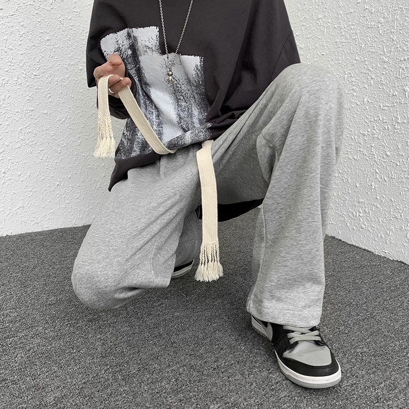 Men's Waist Drawstring Straight Leg Pants, Autumn And Winter Sports Pants For Leisure Activities