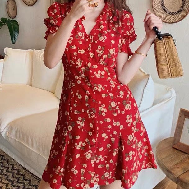 Floral Blossom Puff Sleeve Dress Maxct