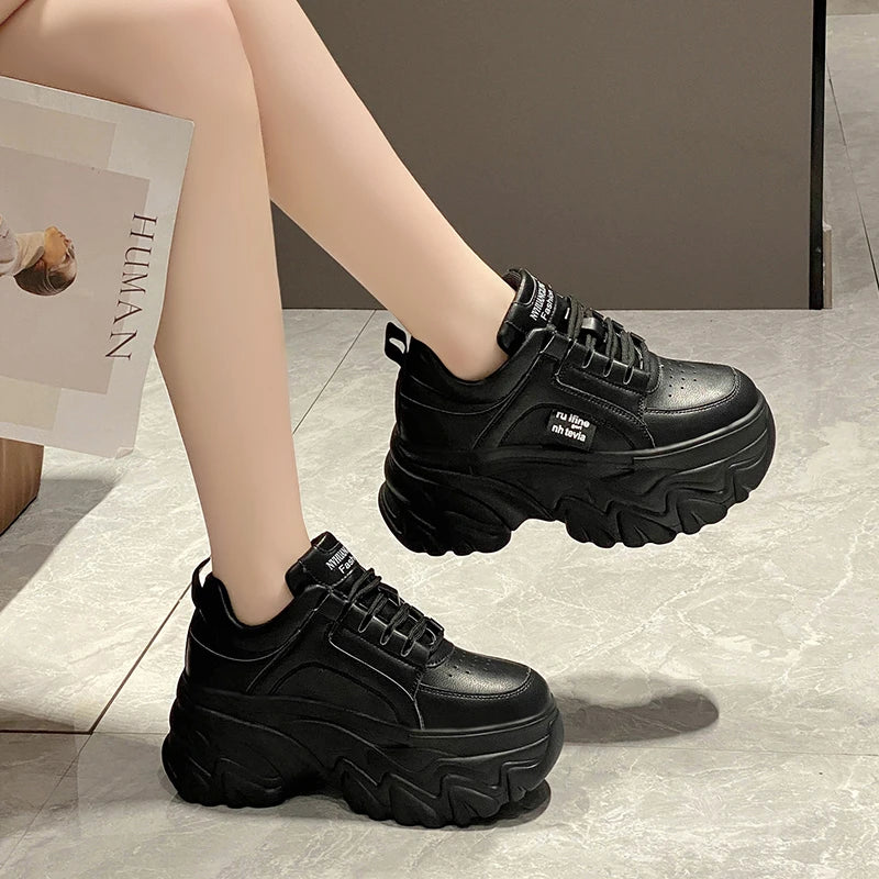 Chunky Platform Sneakers Women Spring Autumn PU Leather Maxct