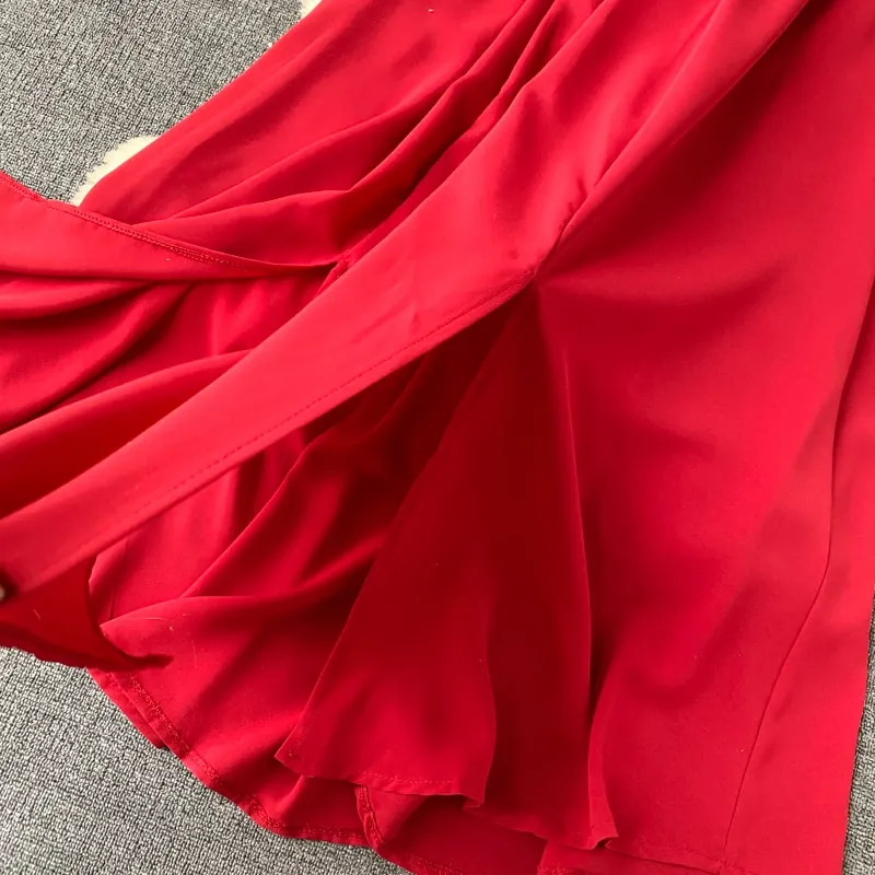 High Waist Slash Neck Women Long Dress Elegant Big Swing A-line Vestidos Verano Vintage Green/Red Party Robe For Female