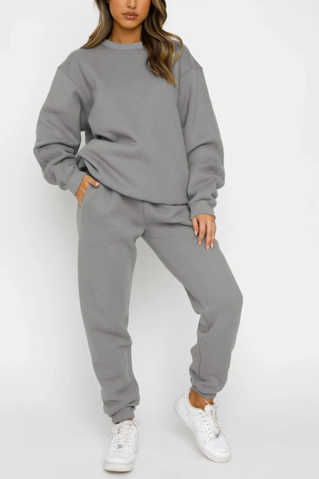 Maxct Solid Sweatshirt Pants Set