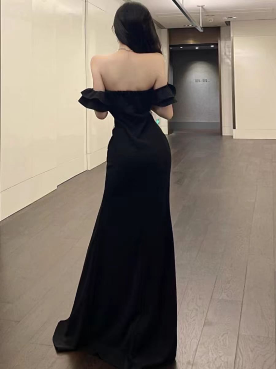 Maxct Women's Wear With Ear-rimmed Off-shoulder Bandage Dress French Style Women's Summer Party Adult Ceremony Evening Dress Dress