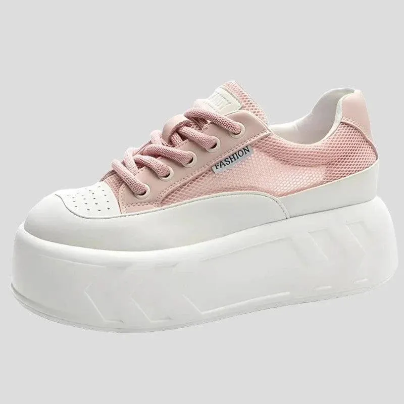 8cm Air Leather Chunky Sneakers with Thick-Soled Platform Maxct