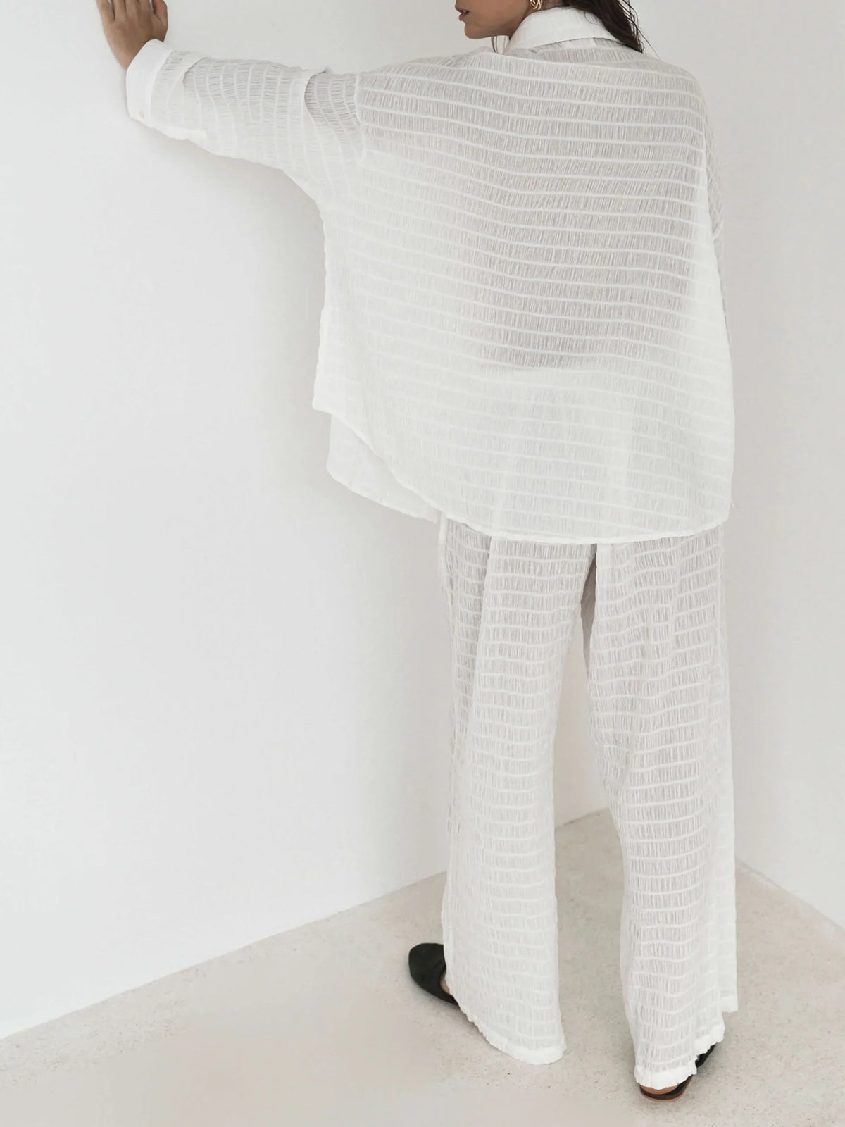 Maxct Sheer Striped Wide Leg Pants