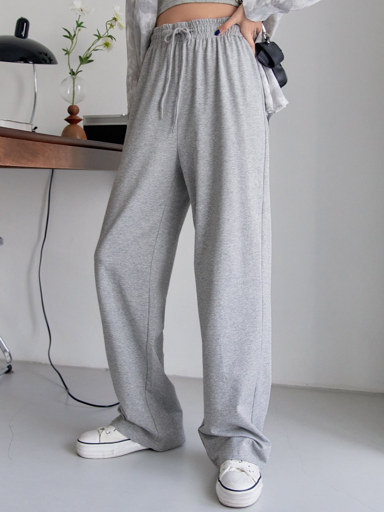 Maxct Drawstring Waist Straight Leg Sweatpants