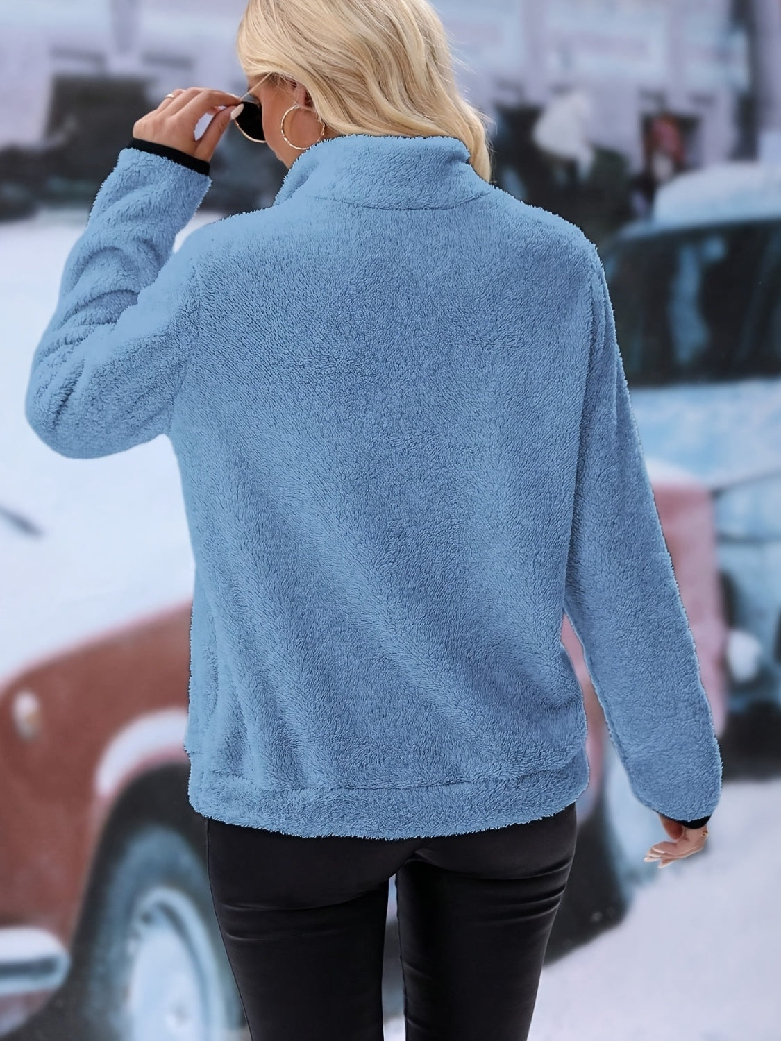 Maxct &Half Zip Long Sleeve Furry Sweatshirt