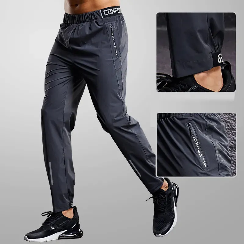 Men's Quick Dry Sports Workout Leggings with Zipper Pockets Maxct